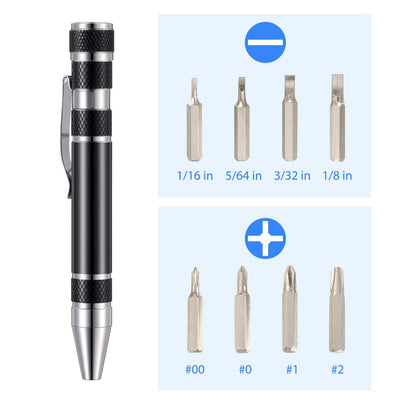 Mudder Pen Screwdriver Gifts Multitool Handy Tool 8 in 1 Magnetic Pocket Screwdriver Precision Function for Mini Gadgets(4 Pieces)