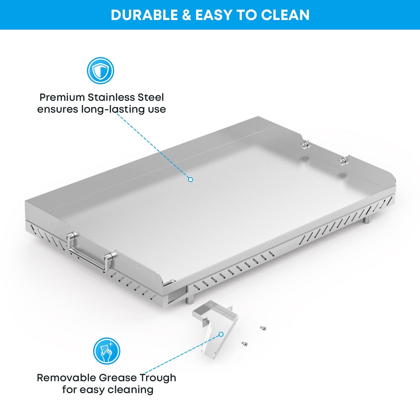 Stanbroil Stainless Steel Flat Top Griddle for Camp Chef 4 Burner Grills, FTG600, FTG900PG, Replacement for FTG600P, Cooking Dimensions: 28" x 17"
