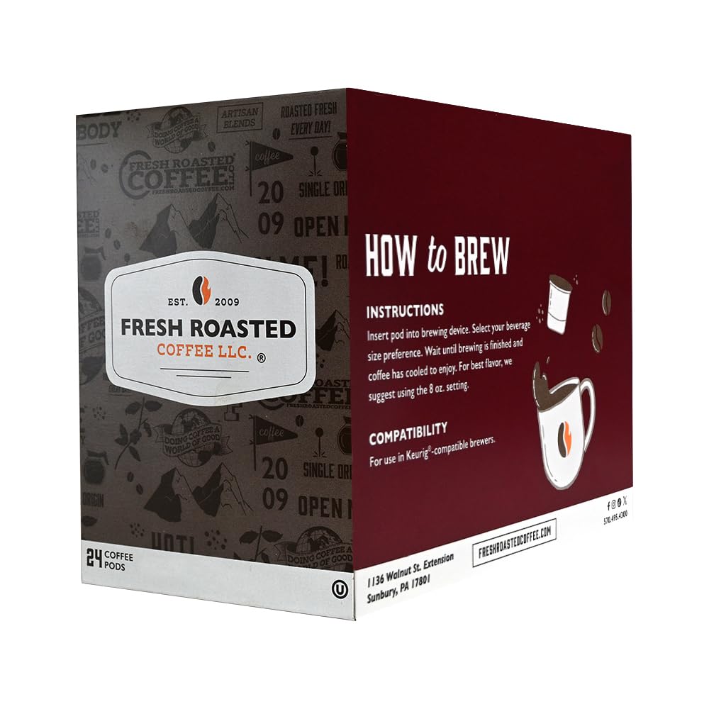 Fresh Roasted Coffee, Butter Rum, Flavored Coffee Pods, K-Cup Compatible, 24 Count