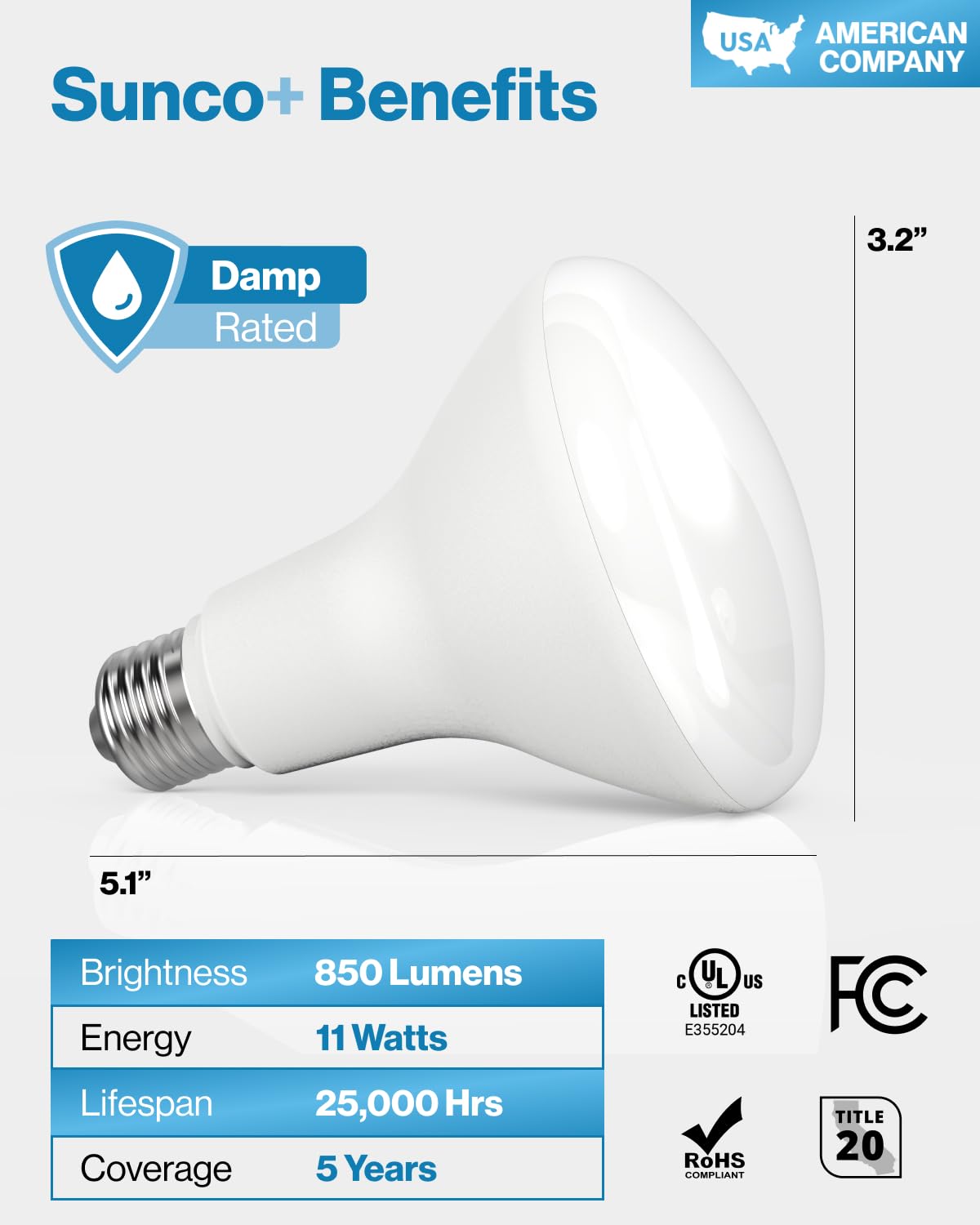 Sunco 48 Pack BR30 LED Bulbs, Indoor Flood Lights CRI93 11W Equivalent 65W 5000K Daylight 850 Lumens, E26 Base, 25000 Lifetime Hours Interior Home Residential Dimmable Recessed Can Light Bulbs - UL