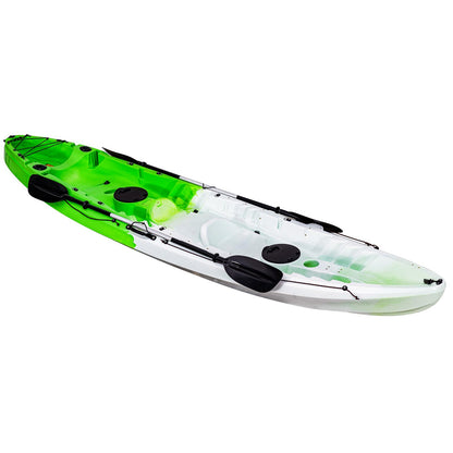 Fishing Kayaks, 12.4FT Sit on Top Kayak for 2-3 Person Adults with Paddle, Capacity of 600LBS, Hard Shell Recreational Kayak, Storage with Tie Downs