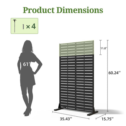 Trygoal Privacy Screen Outdoor Privacy Panel with Stand, 60" Hx35 W HDPE Decorative Freestanding Privacy Fence with Louver Pattern 5 Panels, Patio Divider Screen, Privacy Screens for Outside,Balcony