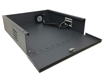 ARES VISION DVR Lock Box 18" x 18" x 5" – Heavy Duty 16 Gauge Steel Security Enclosure with Fan, Lock & Key, Cable Knockouts – Secure NVR, Router, AV Equipment for Home & Commercial Use