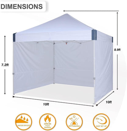 OUTDOOR WIND 10x10 Pop Up Canopy Tent with Sidewalls, Heavy Duty Commercial Instant Tent with Sand Bags for Deck, Party, Camping, Backyard, Playground, White