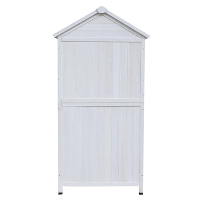 Christopher Knight Home Neapo 67" Outdoor Storage Shed, Spacious Storage Garden Tools Shed, Fire Wood Tall Sheds, Two Open Doors, Wooden Panel Design, Easy Organize Lawn Mowers, Shovels, Pots, White