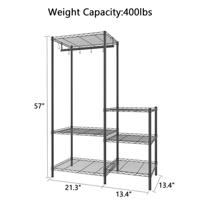 Xiofio 6-Tier Plant Stand for Indoor Outdoor,Metal Plant Shelf,Adjustable Plant Stand Suitable for Bedroom Living Room Balcony Garden,Black