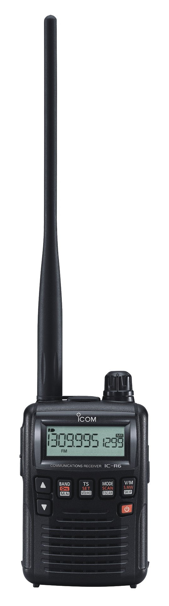 Icom R6 Sport Wide Band Handheld Communications Receiver, Requires 2 x AA Batteries, Black