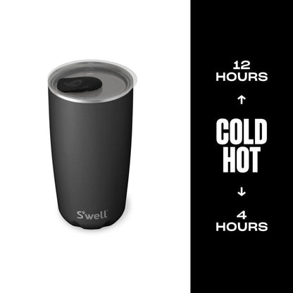 S'well Stainless Steel Tumbler with Slide-Open Lid, 18oz, Onyx, Triple Layered Vacuum Insulated Containers Keeps Drinks Cold for 12 Hours and Hot for 4, BPA Free