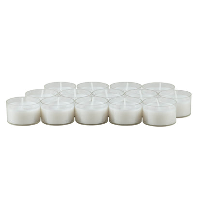 Stonebriar 48 Count White Unscented Smokeless Long Burning Clear Cup Tea Light Candles with 6 to 7 Hour Burn Time