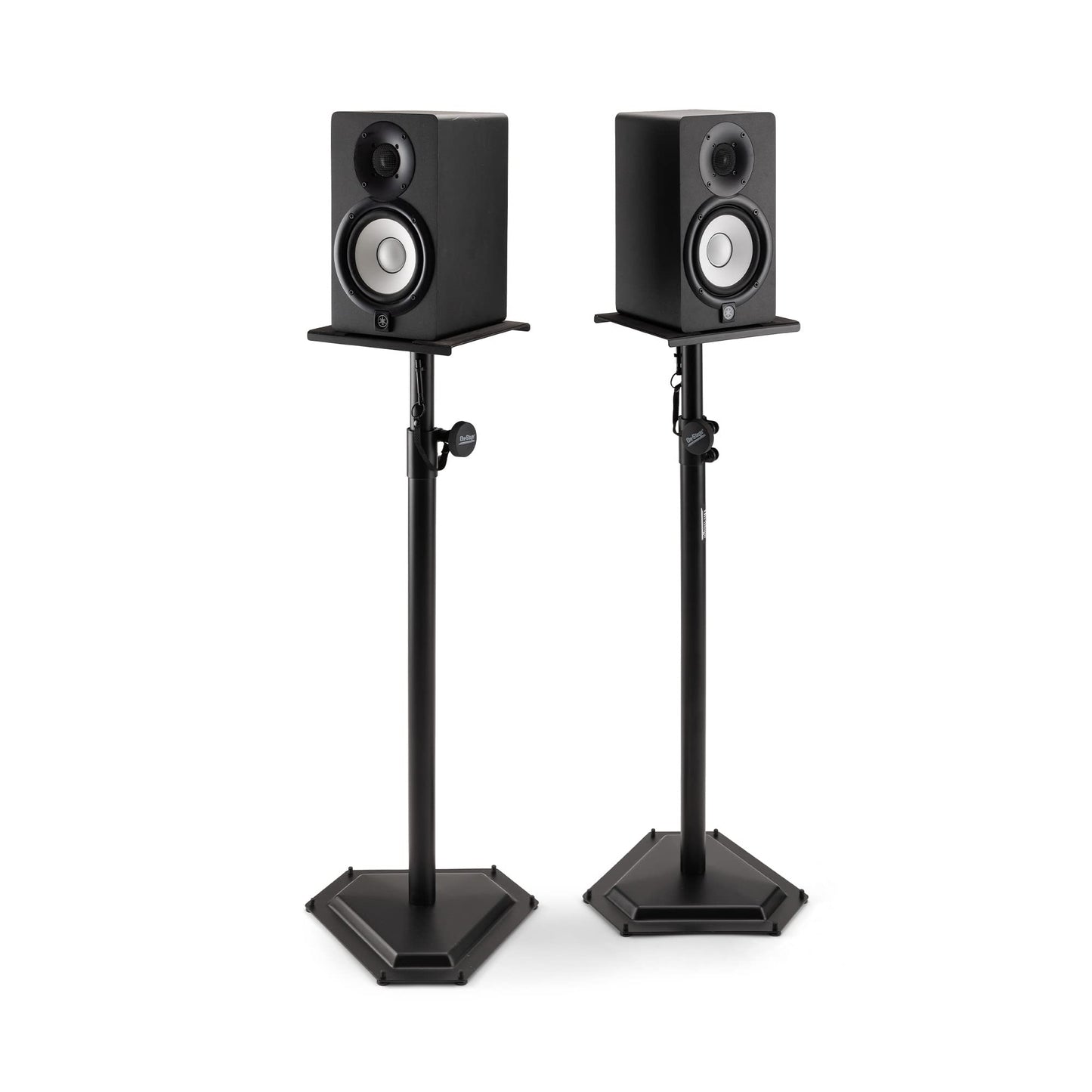 On-Stage SMS6600-P Hex-Base Monitor Stands Pair(Height-Adjustable Pedestal Studio Speaker Stands, Locking Pin, Hexagonal Base, Steel Construction, Nonslip Rubber Feet, Optional Floor Spikes, Black)