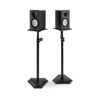 On-Stage SMS6600-P Hex-Base Monitor Stands Pair(Height-Adjustable Pedestal Studio Speaker Stands, Locking Pin, Hexagonal Base, Steel Construction, Nonslip Rubber Feet, Optional Floor Spikes, Black)