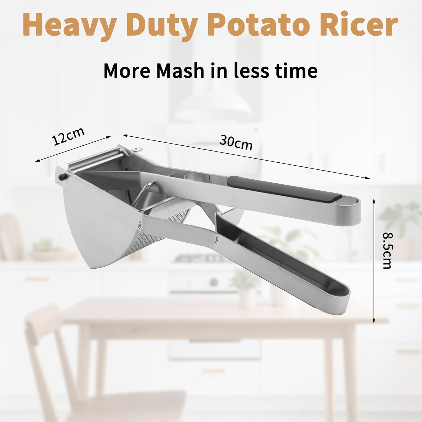 Skiennix Heavy Duty Potato Ricer - 22oz Stainless Steel Masher with Silicone Handle for Perfect Mashed Potatoes