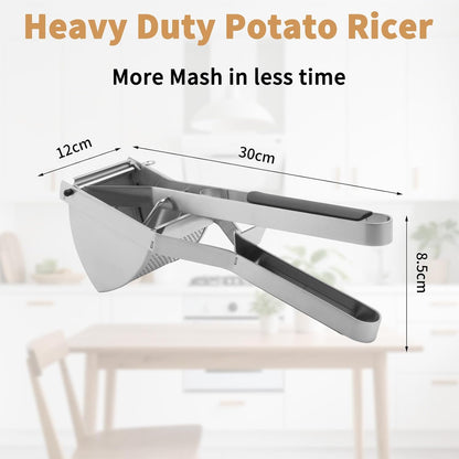 Skiennix Heavy Duty Potato Ricer - 22oz Stainless Steel Masher with Silicone Handle for Perfect Mashed Potatoes