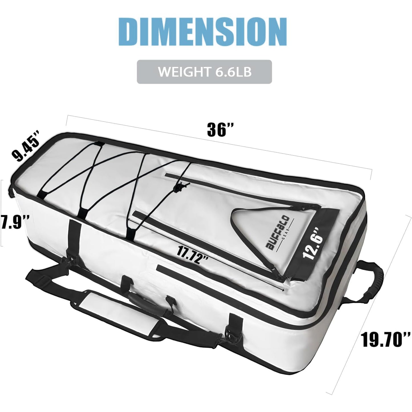 Buffalo Gear Kayak Fishing Cooler,36in Portable Kayak Cooler for Caught Fish,Leak Proof Kayak Fishing Kill Bags with Shoulder Strap
