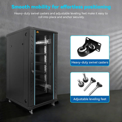 SGPWATT SUNGOLDPOWER 6-Layer Enclosed Battery Cabinet with 600A Bus Bar and Wheels, Compatible 100AH 3U Rack LiFePO4 Lithium Batteries, Ventilation Design, for Solar System and Energy Storage