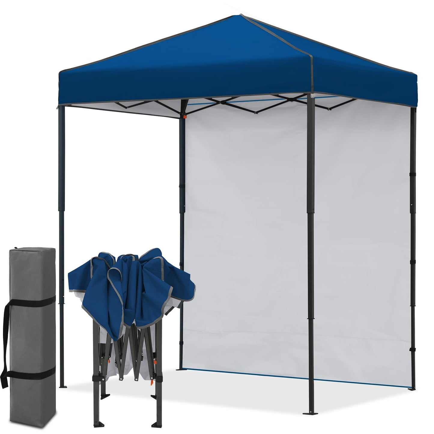 EAGLE PEAK 6x4 Instant Pop Up Canopy Tent with 1 Side Wall Panel, Straight Leg Sun Shelter, Portable Canopy with Carry Bag for Camping, Beach & Sports, Dark Blue