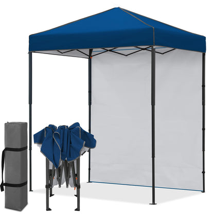 EAGLE PEAK 6x4 Instant Pop Up Canopy Tent with 1 Side Wall Panel, Straight Leg Sun Shelter, Portable Canopy with Carry Bag for Camping, Beach & Sports, Dark Blue