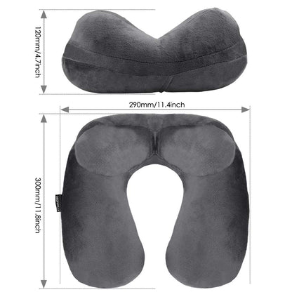 UROPHYLLA Inflatable Travel Pillow, Soft Velvet Inflatable Neck Pillow for Traveling, Airplanes, Train, Car, Office with Compact Bag, Breathable Washable Cover, Suit for Adults Sleeping - Grey