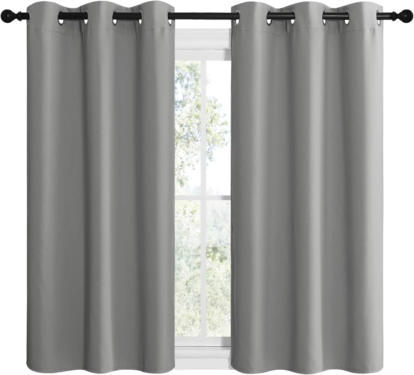 NICETOWN Silver Grey Thermal Insulated Blackout Curtains - Kids Window Drapes for Nursery (2 Panels, W42 x L48-Inch)