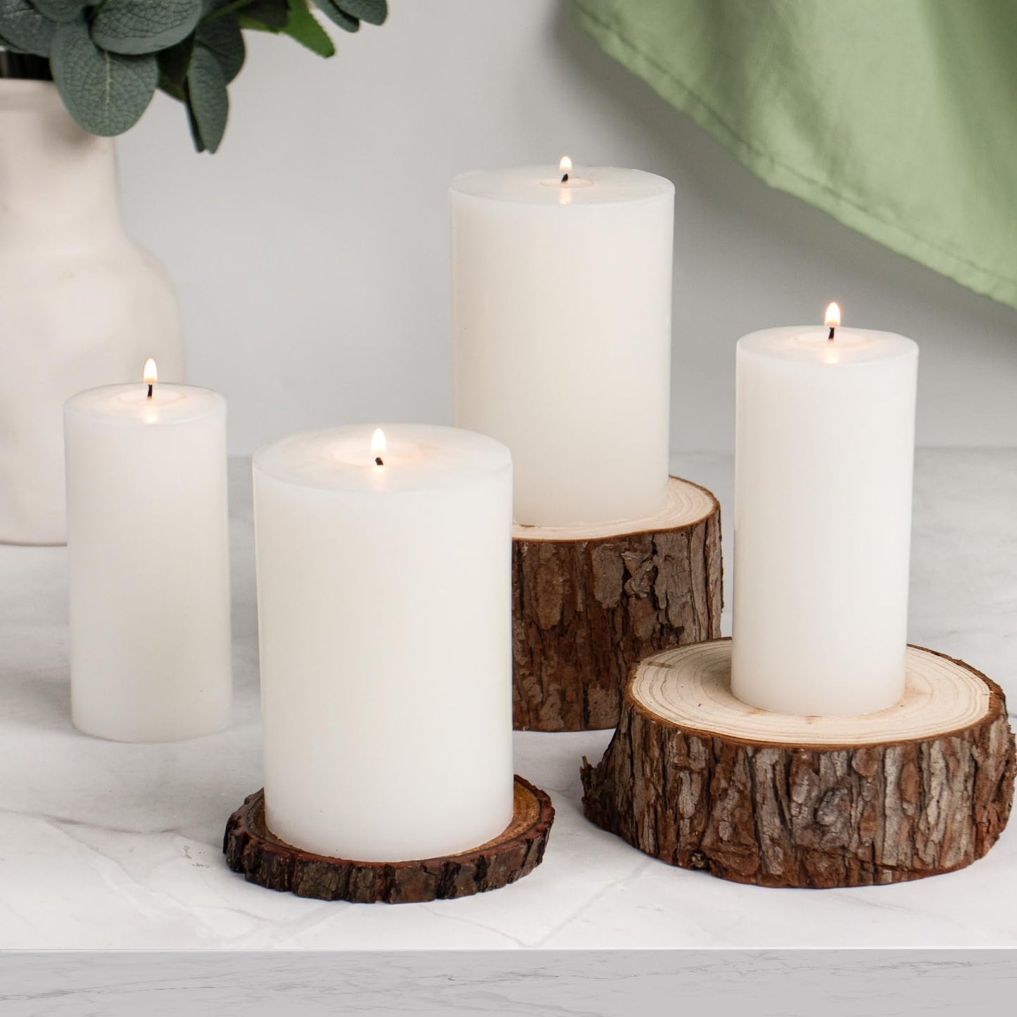 KONNI White Pillar Candles Set of 10, 2"x 4" Unscented Pillar Candles Bulk, 20 Hours Long Burning Candles, Smokeless&Dripless Large Round Candle for Wedding, Home Decoration, Parties, Spas, Dinner