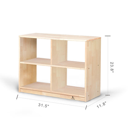 KRAND 4-Cubby Montessori Storage Bookcase – Kids Shelf Organizer for Toys, Books & Art Supplies, Toddler Cabinet Furniture for Playroom, Daycare, Preschool, Kindergarten & Nursery