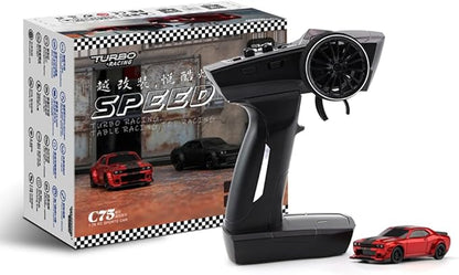 1:76 Turbo Racing Scale RC Sport Car Table Racing Remote Control Mini Model Car Full Proportional RTR Kit Toys (C75-red)
