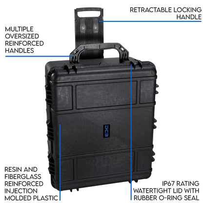 DCB Cases - Element 8477F Waterproof Rolling Hard Case with Foam Insert | IP67 Dustproof Impact-Resistant Protective Equipment Case | 33 x 28 x 17 | Wheels | Telescoping Handle