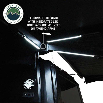 Overland Vehicle Systems 19690002 XD Nomadic 270 Degree Awning with Integrated LED Lights & Black Out Passenger Side | 129 Sq Ft of Coverage | Black Fabric and Travel Cover Included