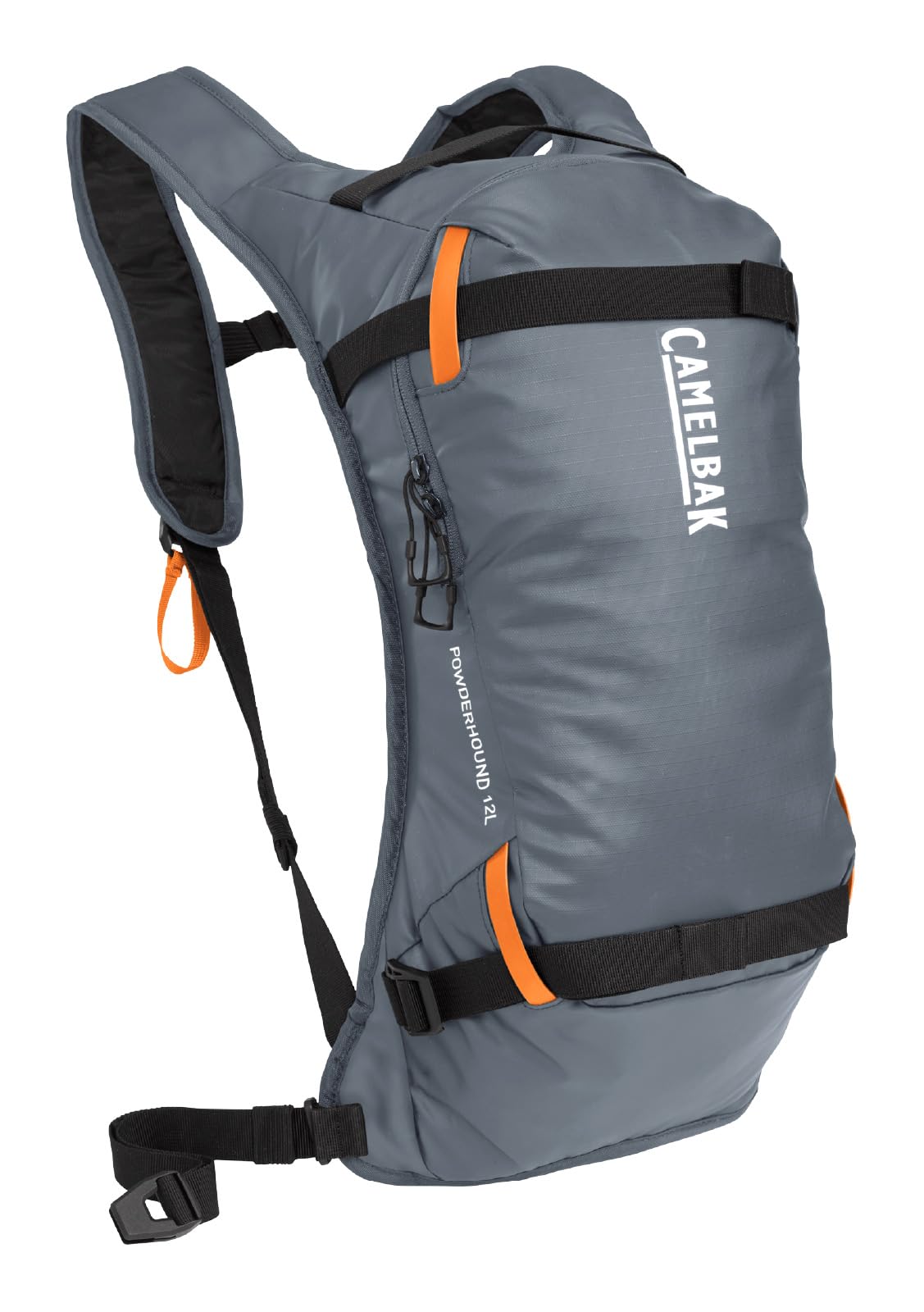 CamelBak Powderhound 12 Snow Hydration Pack with Ski and Snowboard Carry, Insulated Design for All Day Winter Riding, Grey/Orange