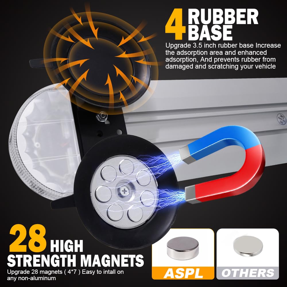 ASPL 31 inch Low Profile Rooftop Emergency Strobe Lights Bar Full Aluminum Flashing Safety Warning Traffic Advisor Lightbar Hazard Snow Plow Light for Trucks Tow Construction Vehicles (Amber/White)