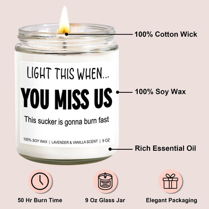 Younift Funny Scented Candle, We Will Miss You, Moving Away Gifts for Friend, Farewell, Goodbye, Going Away Gifts for Coworkers Women, Men, Boss, Coworker Leaving, Retirement Presents - 9 oz