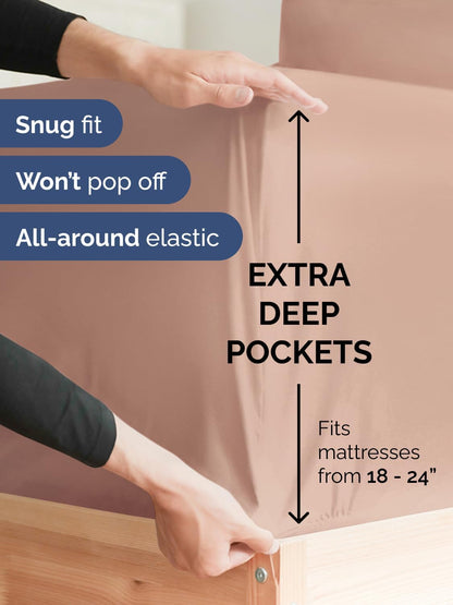 Skiennix Extra Deep Cal King Sheet Set | 6-Piece Breathable Cooling Bedding - Soft, Wrinkle-Free, Mauve