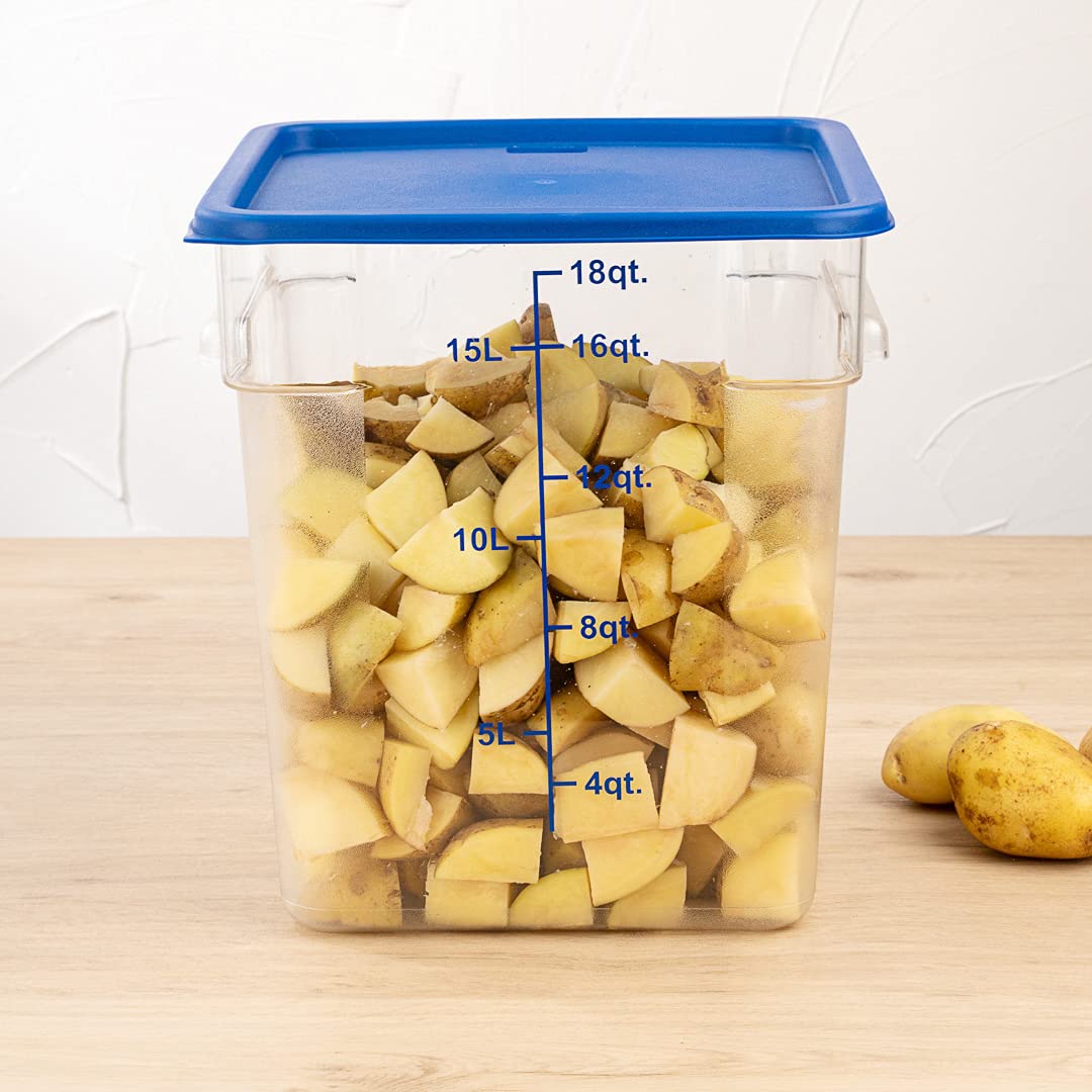 Restaurantware-LIDS ONLY: Met Lux Food Storage Container Lids, 10 Square Marinating Container Lids - Containers Sold Separately, With Date Indicator, Blue Plastic Lids, Dishwashable, Freezable