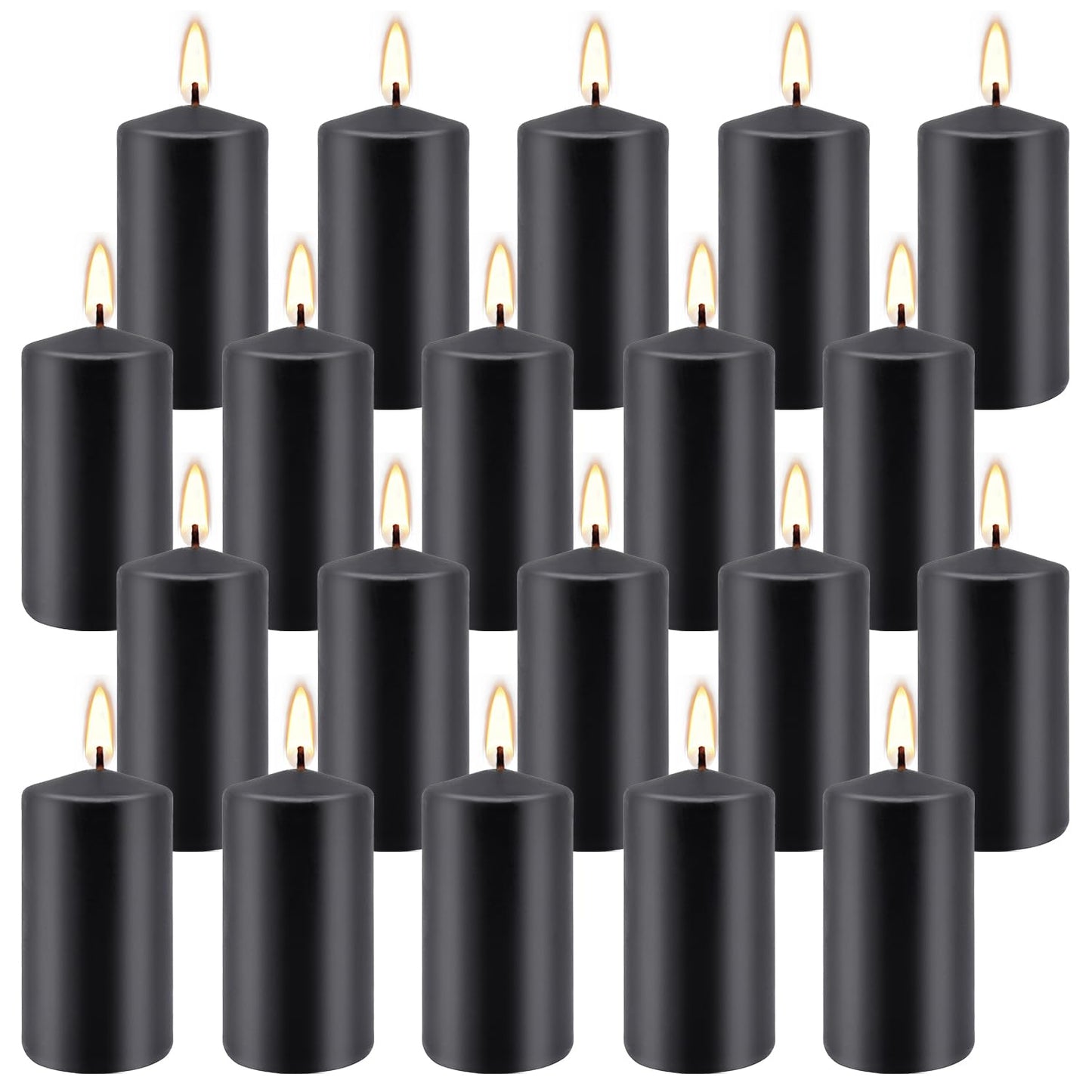 20 Pack 2x4 Inch Black Pillar Candles Unscented for Home Decor Party and Holiday,Elegant Dark hue