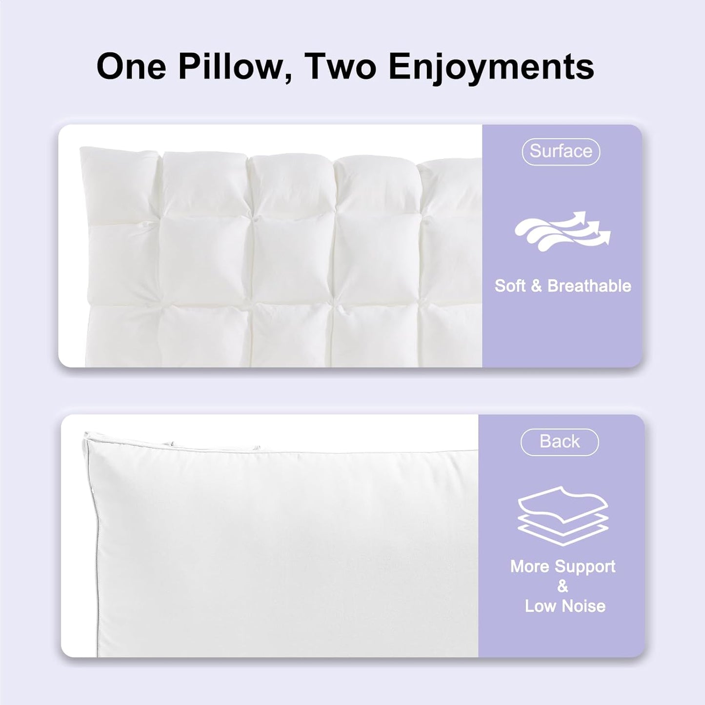 YOUR MOON Queen Size Pillows - Soft Down Alternative Support | Set of 2 Fluffy Gel Pillows (White)