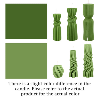 Threlaco 6 Pcs Pillar Candles Decorative Modern Aesthetic Ribbed Candle Set Cute Soy Wax Scented Ribbed Decor Commemorative Gift for Home Decoration(Green, 2.36-6.89 Inch)