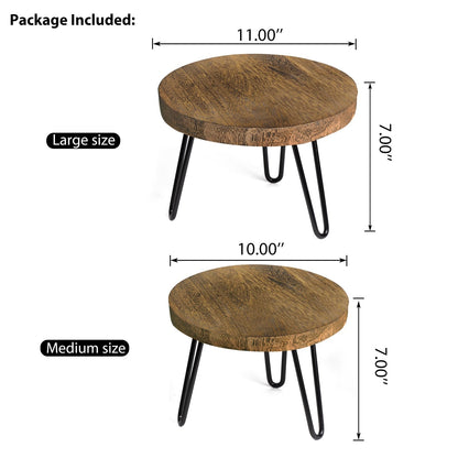 Plant Stand Indoor Outdoor, Wooden plant Stool, Mid Century Plant Stand for Indoor Plants, Wood Modern Plant Holder Rattan Flower, Low Short Boho Rustic Planter Stand Fit 5-15 Inch Pot(M, L)