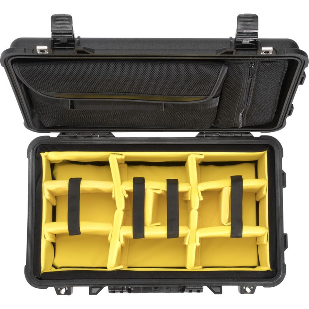 Pelican 1510SC Watertight Wheeled Carry On Hard Studio Case with Padded Yellow Foam Dividers, Black