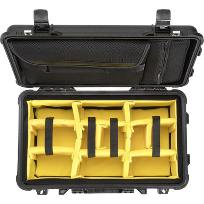 Pelican 1510SC Watertight Wheeled Carry On Hard Studio Case with Padded Yellow Foam Dividers, Black