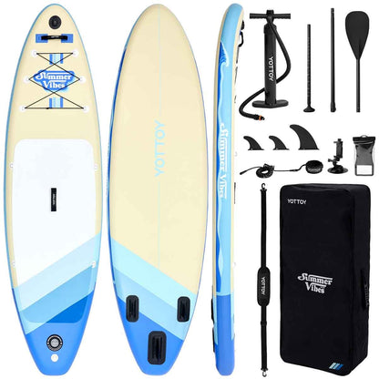 YOTTOY Inflatable Stand Up Paddle Board,Stable Lightweight 10' SUP with Non-Slip EVA Deck, Premium Paddleboard Accessories, Three-Fin System & Carry Bag,All-Around Inflatable SUP (Sky Blue)