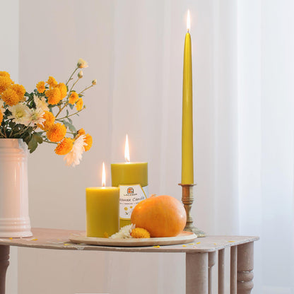 4 Pack Beeswax Pillar Candles Bulk, 100% Pure Beeswax Candles, 2X4 inch Bees Wax Candle for Home,Burning Time 160 Hours Total, Unscented & Dripless, Natural Yellow by Lacaser