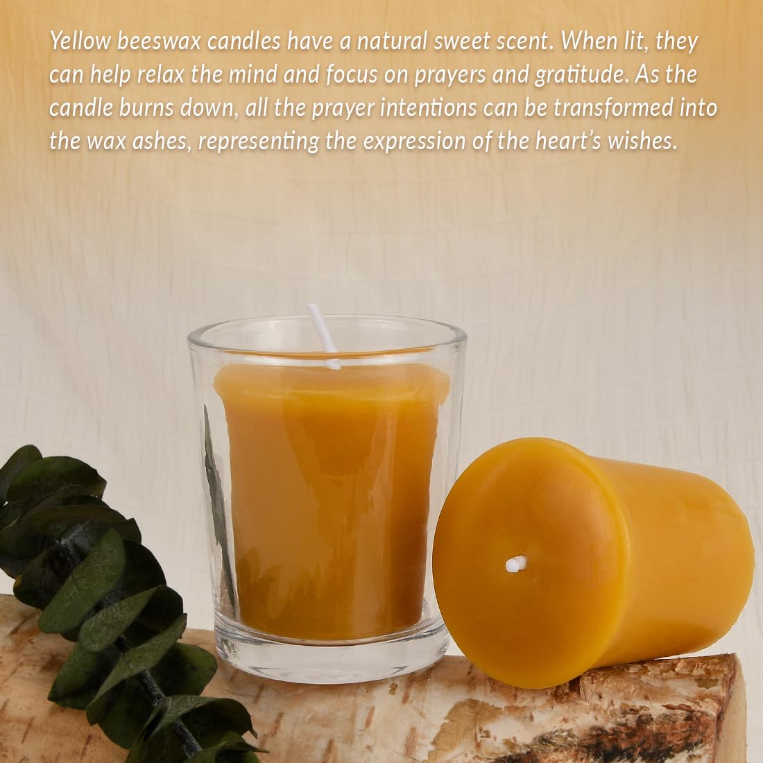 Aglary 16PCS Pure Beeswax Votive Candles, Unscented, Naturally Lightly Honey Scented, 12 Hours Burn Time Each (Raw)