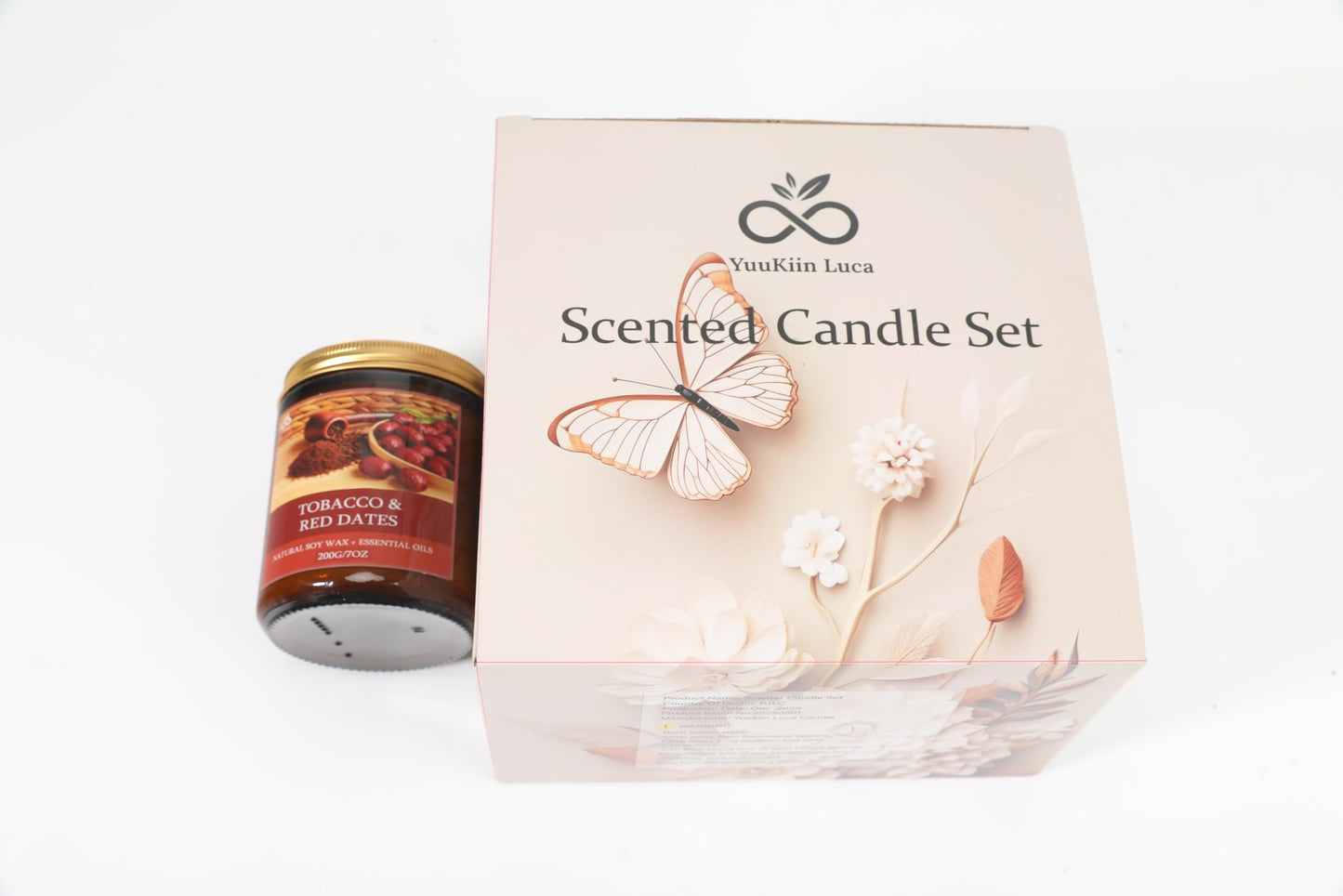 Soy Candles for Home Scented, 4-Pack Gift Set with Amber Sandalwood and Apple Vanilla, 50 Hour Long Burn Cotton Wick Aromatherapy Candles, YuuKiin Luca Gifts for Women Mom Birthday Christmas