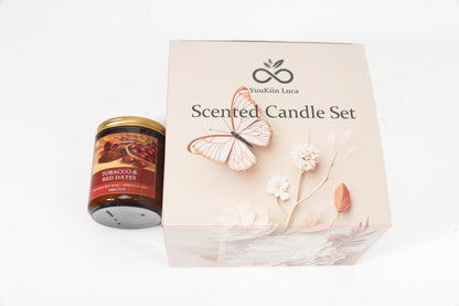 Soy Candles for Home Scented, 4-Pack Gift Set with Amber Sandalwood and Apple Vanilla, 50 Hour Long Burn Cotton Wick Aromatherapy Candles, YuuKiin Luca Gifts for Women Mom Birthday Christmas