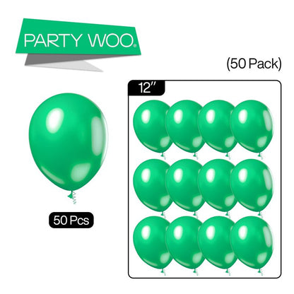 PartyWoo Dark Green Balloons 50 pcs 12 Inch Pearl Hunter Emerald Forest Green Latex Helium Balloons for Graduation Christmas Jungle Safari Baby Shower Birthday Party Decorations Green-Z26