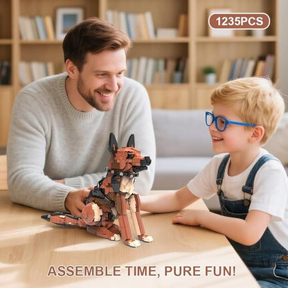 German Shepherd Dog Building SetMovable EarsTailLegsDog Building Block for Adults KidsBoys and Girls1235 pcs Animals Creator Building-Bricks ToyCreative Gift for Dog and Animal Lovers