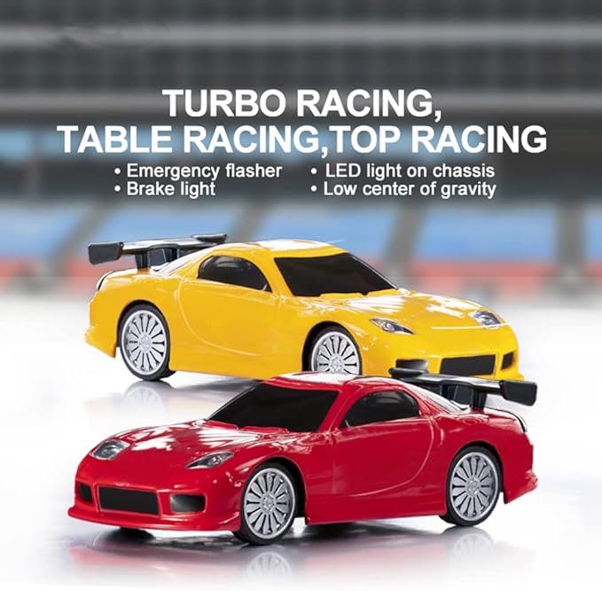 1:76 Turbo Racing Scale RC Sport Car Table Racing Remote Control Mini Model Car Full Proportional RTR Kit Toys (C71yellow)
