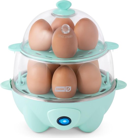 Dash Deluxe Egg Cooker | 12-Egg Capacity Boiler, Poacher & Steamer - BPA Free, Aqua Color