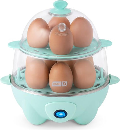 Dash Deluxe Egg Cooker | 12-Egg Capacity Boiler, Poacher & Steamer - BPA Free, Aqua Color