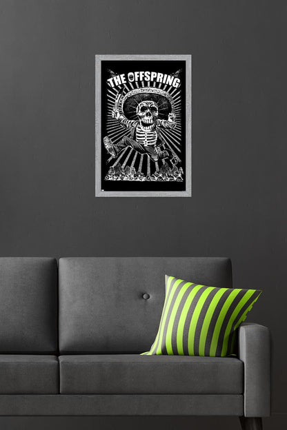 The Offspring - Jumping Skeleton Wall Poster, 22.4L" x 14.7W", Gray Framed Version